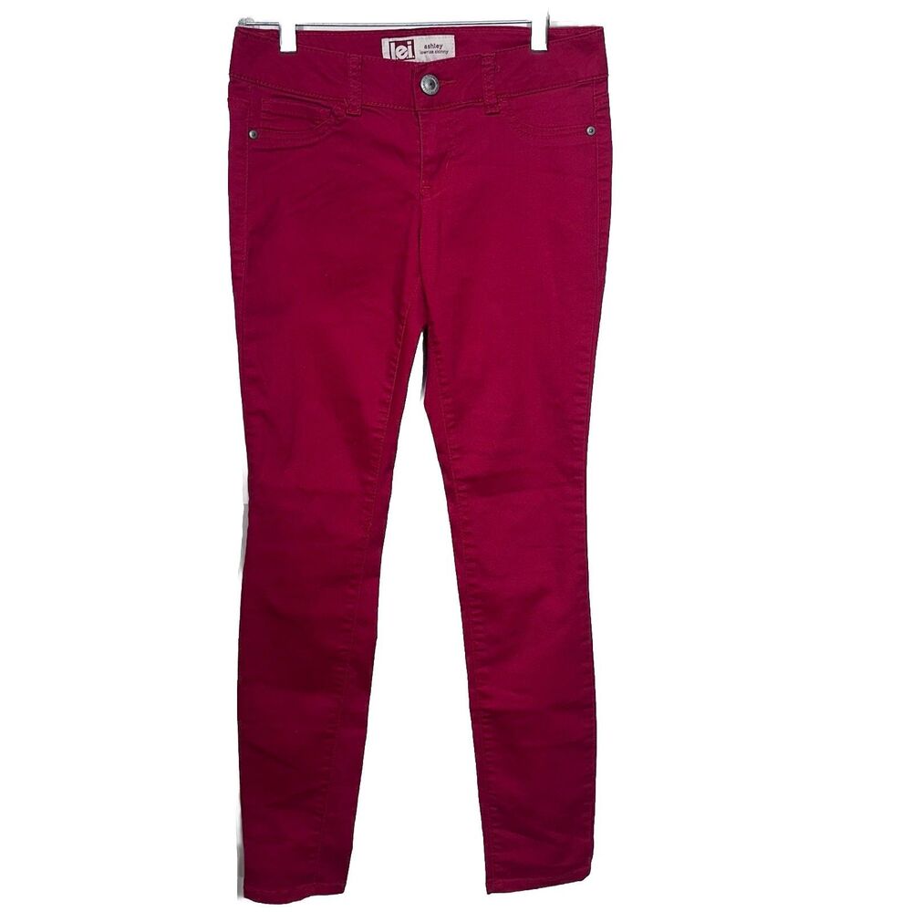 l.e.i. Ashley Lowrise Skinny Jeans Womens 3 Red Stretch Denim Pants